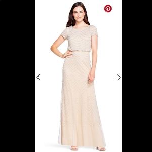 *NEW*Adrianna Papell Short Sleeve Beaded Blouson Gown